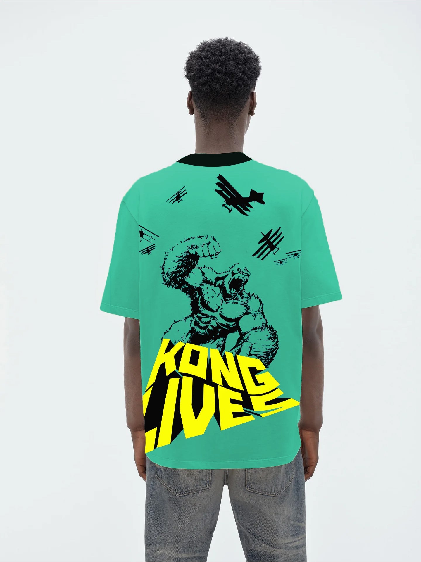 Kong Lives Oversized T-shirt (Green)- AYCS - dripdome ( Passionfruit )